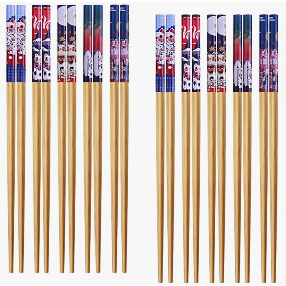 

custom logo print bamboo chopsticks gift set Japanese customized reusable wood children personal food Chinese rice chop sticks