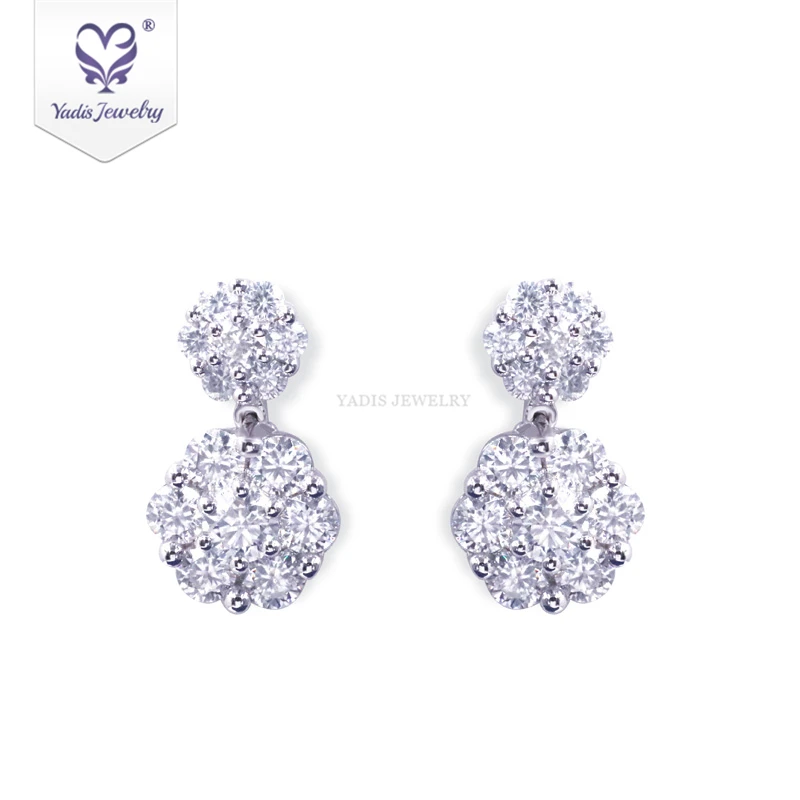 

Tianyu gems luxury earrings 10K 14k 18k white gold with moissanite diamond flower shape studs earring for women jewelry