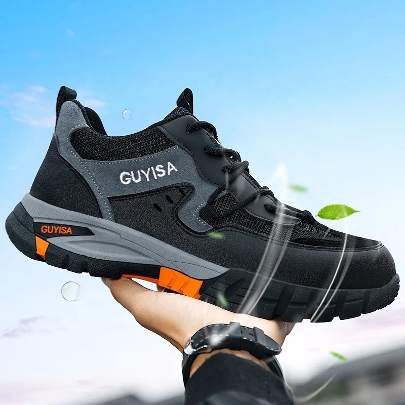 

GUYISA Waterproof Microfiber Leather Men Safety Shoes Construction Site Work Steel Toe Woodland Safety Shoes