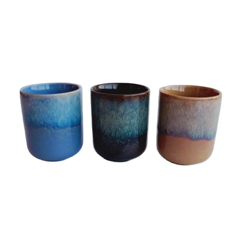 

250 ml tall round arabic hand made several colorful reactive glazed Stoneware Ceramic coffee water tea milk Cup without handle