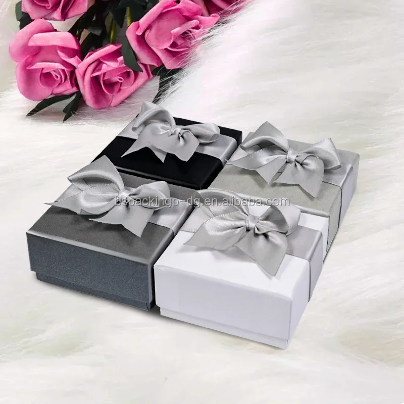 

Wholesale Jewelry Package Paper Box  Acceptable Customer's Logo with Ribbon Bow Gift Box 200 Pcs/ctn CN;GUA, Custom color accepted