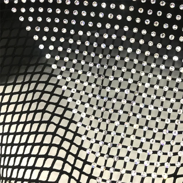C018 latest new crystal Mesh Fabric Trimming Stretch Elastic Rhinestone Net Mesh For Shoe Garment Accessories