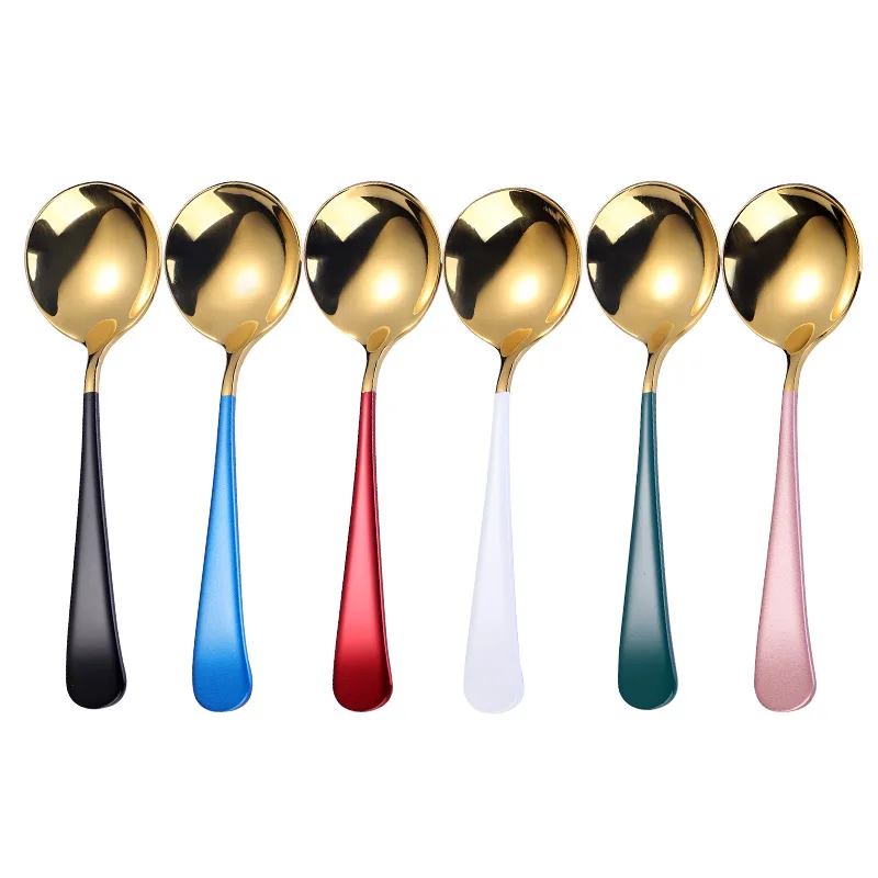 

Professional Coffee Cupping Spoon 304 Stainless Steel Round Soup Spoon With Custom Logo, Silver,gold,rose gold,black