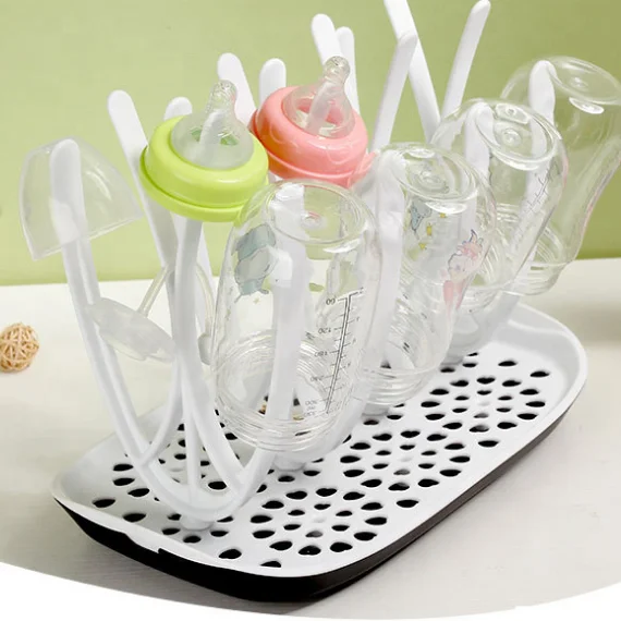 

Removable Water Tray Drying Rack High Capacity Countertop Bottle Holder for baby drying rack bottle, Colorful