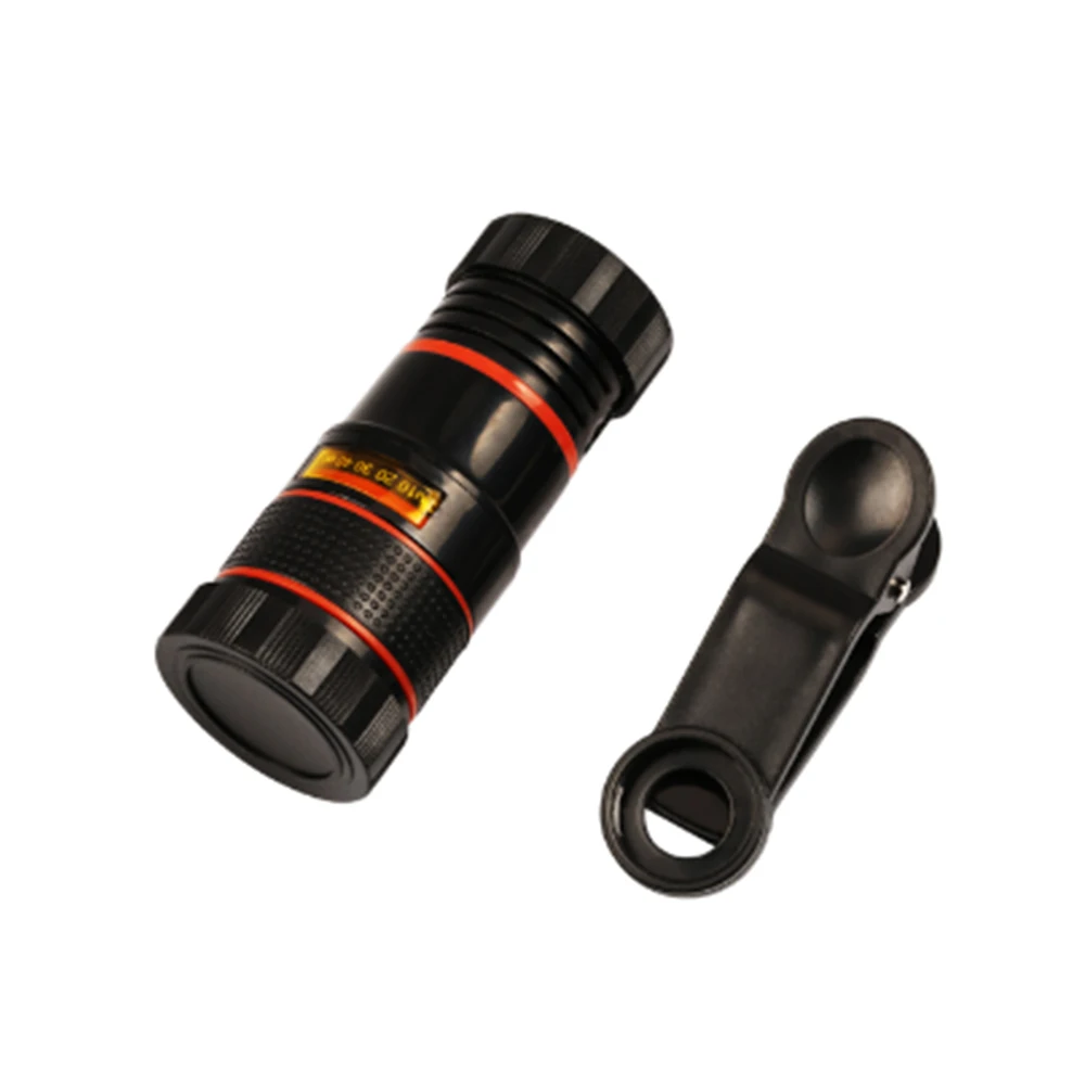 

New Sale 8X Telescope Camera Lens Zoom Mobile Phone Lens For iPhone Samsung Smartphones Universal Clip, Silver/gold/red