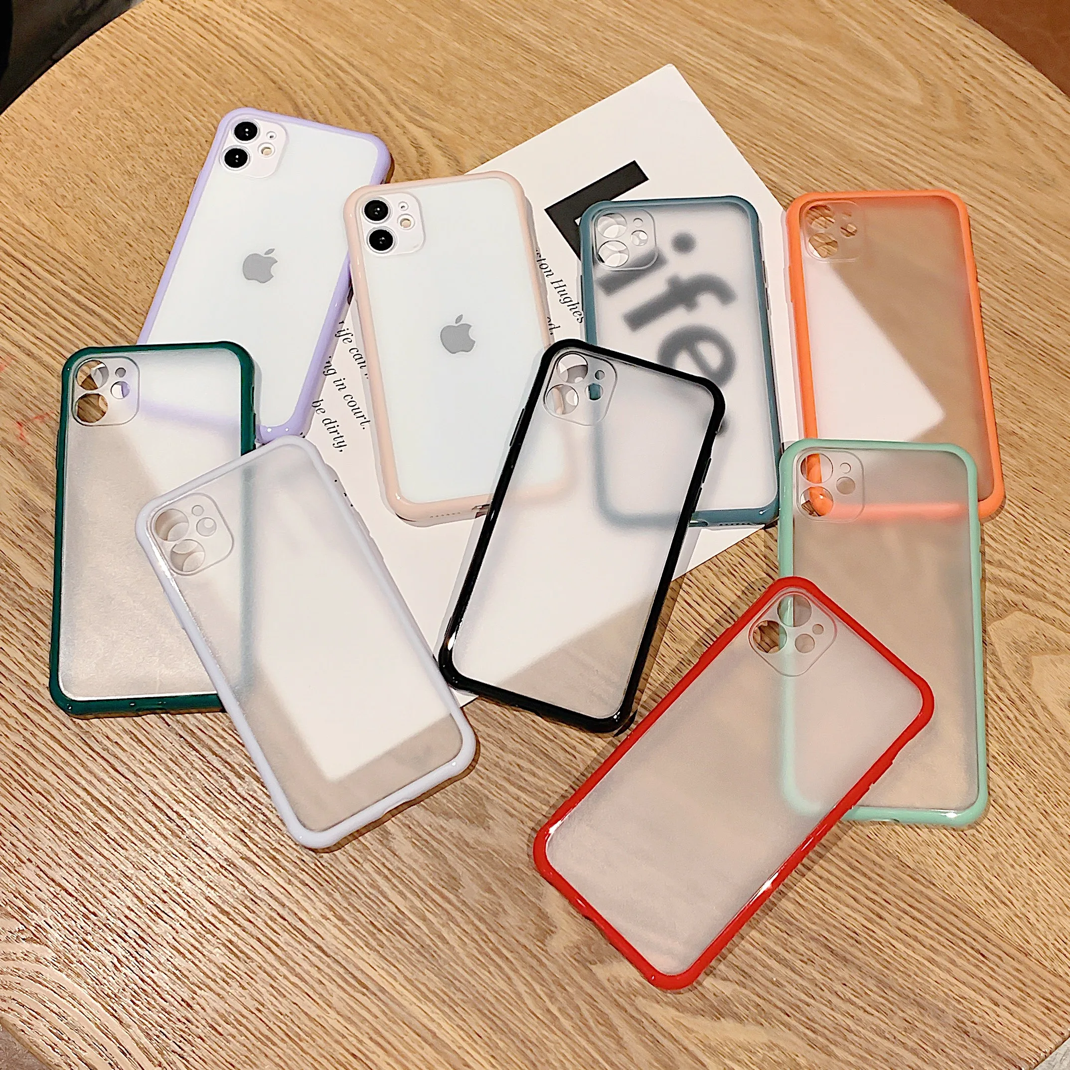 

Shockproof Transparent Phone Case For iPhone SE2 11 Pro X Xs MAX XR 6 6s 7 8 Plus Camera Protection Candy Color Cover Case