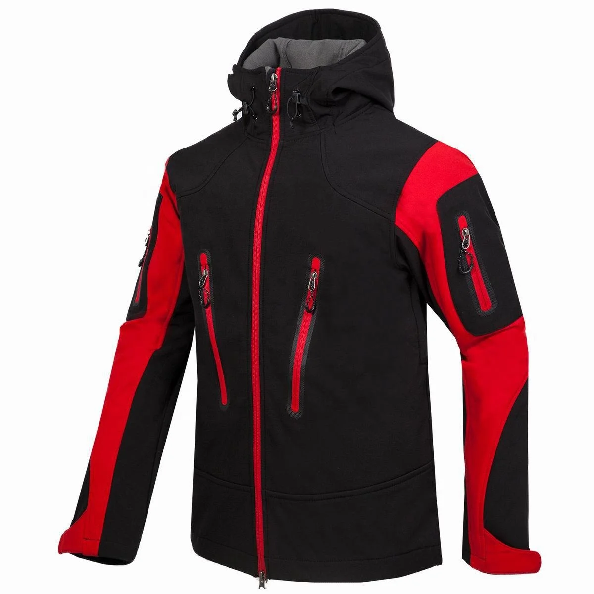 

Custom ZIp Pockets Softshell Jacket Men Waterproof Thermal Fleece Outdoor Hooded Hiking Ski Jacket Windbreaker Jacket