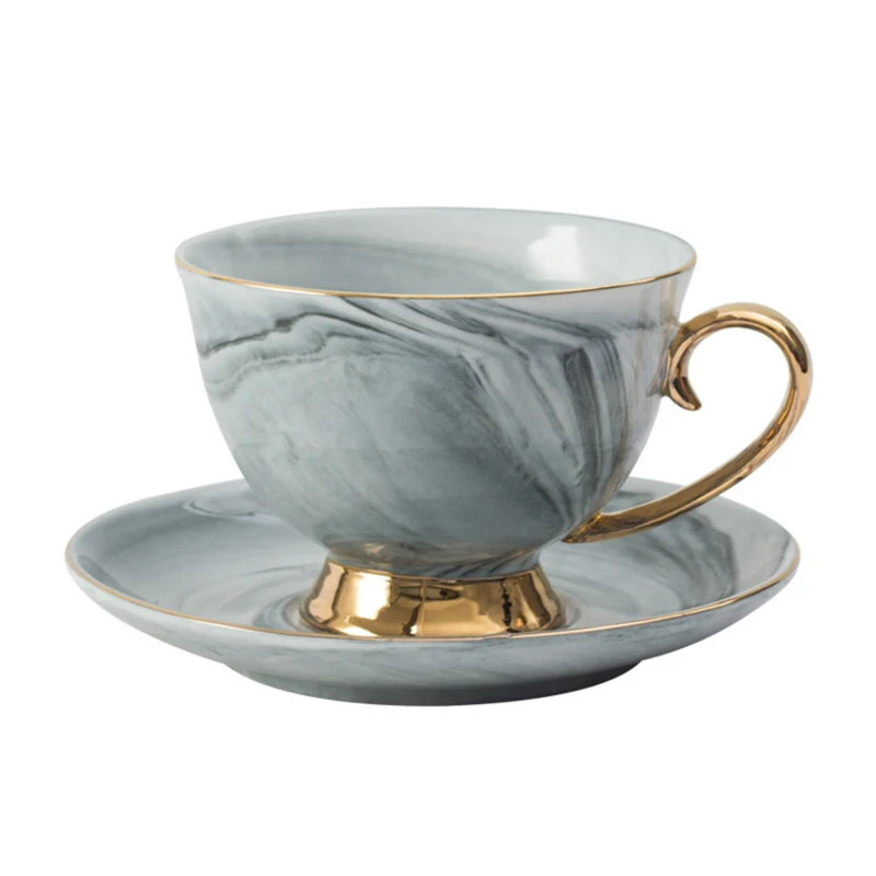 

Northern Europe Simple Marble Grain Cup Plate Afternoon Tea Coffee Couple Cup Suit Description Gold Modern Breakfast Leisure, Gray&pind