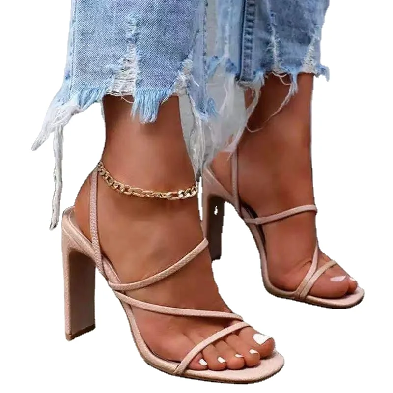 

Meilikelin Star Multicolored suede with simple fine high heels Women's Sandals High Heel Color Block Sandals Women Party Shoes, Blue, orange