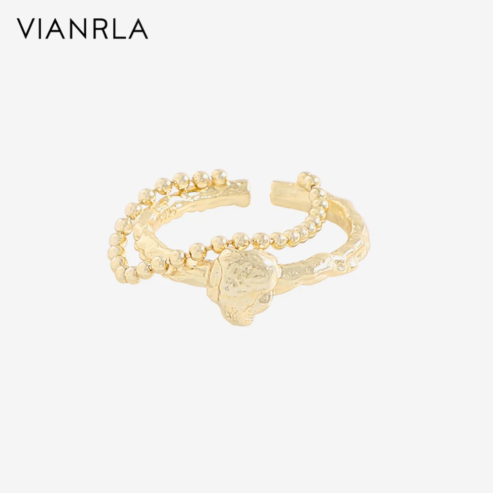 

VIANRLA 925 Sterling Silver Double Layer Beaded Chain Ring Unique Design Personalized Women Fashion Jewelry Gift Drop Shipping