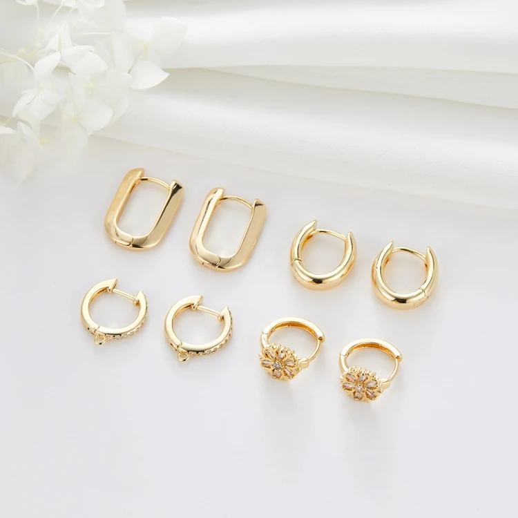 

Wholesale Brass Lead and Nickel Free Gold Hoop Earring 14K Gold Jewelry for Women