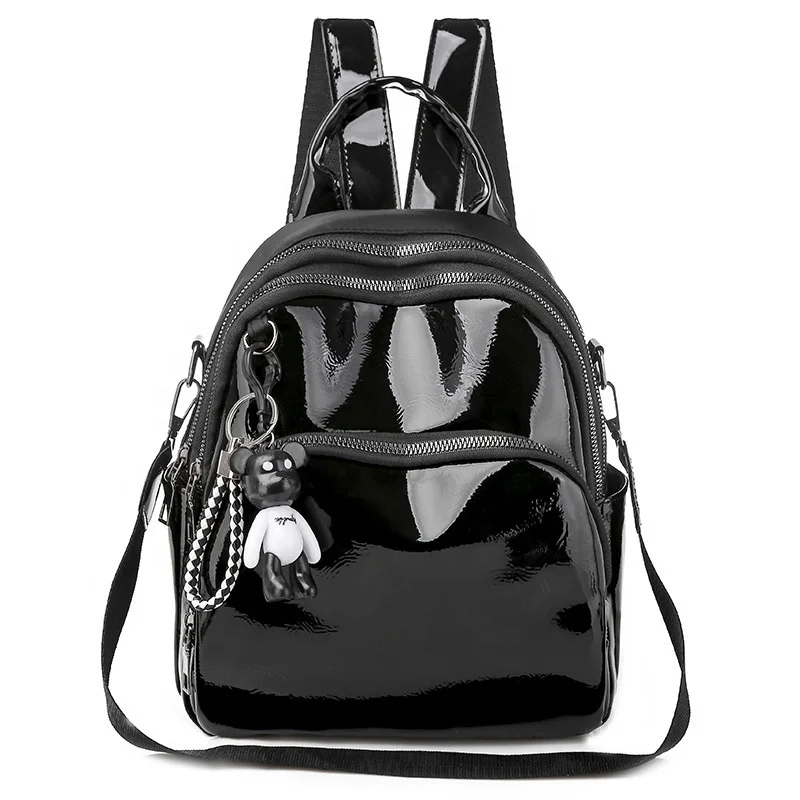 

Large capacity bright black light weight school bag waterproof backpack for women