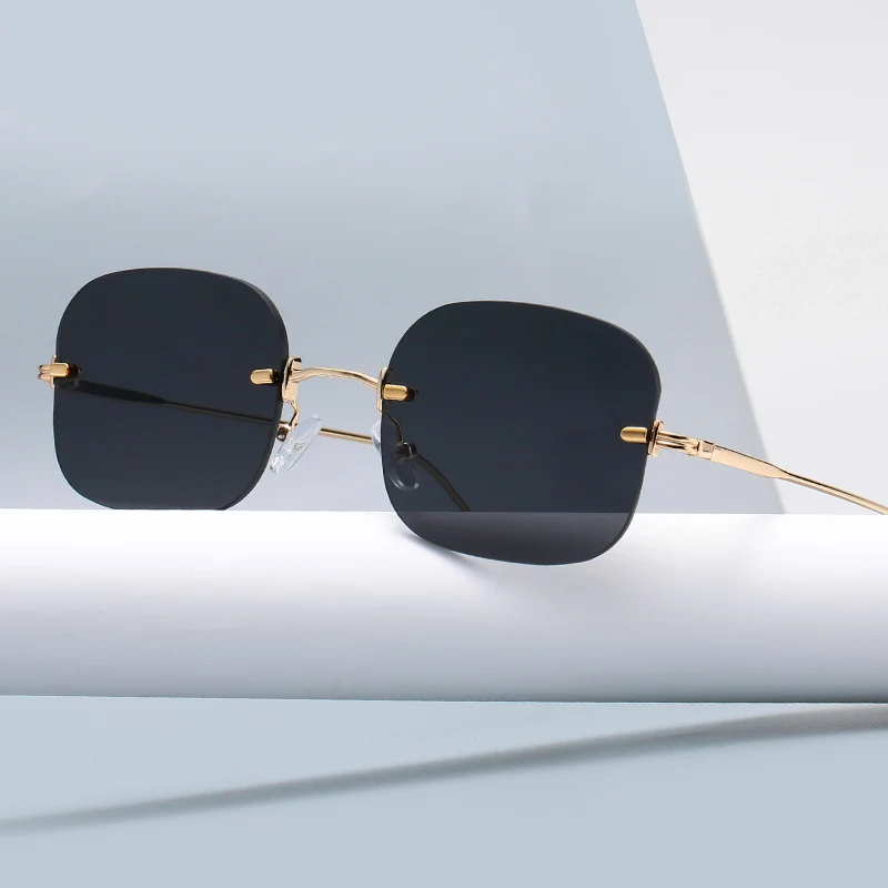 

New PC lens UV400 Metal rimless fashion sunglasses newest 2021, Custom colors