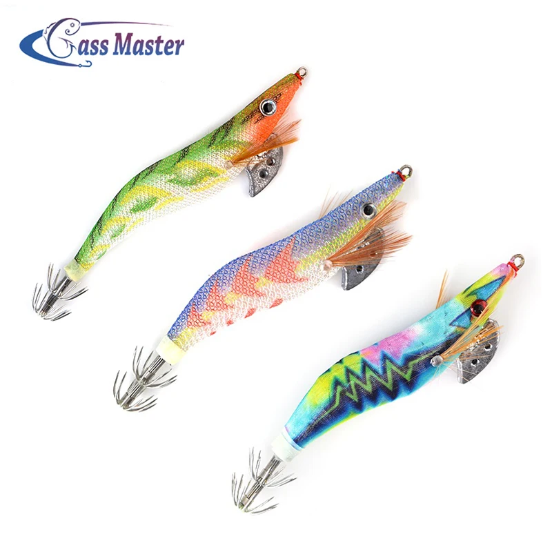 

Bassmaster Artificial Luminous Wood Shrimp Squid Jigs Jigging Squid Hook accesoires