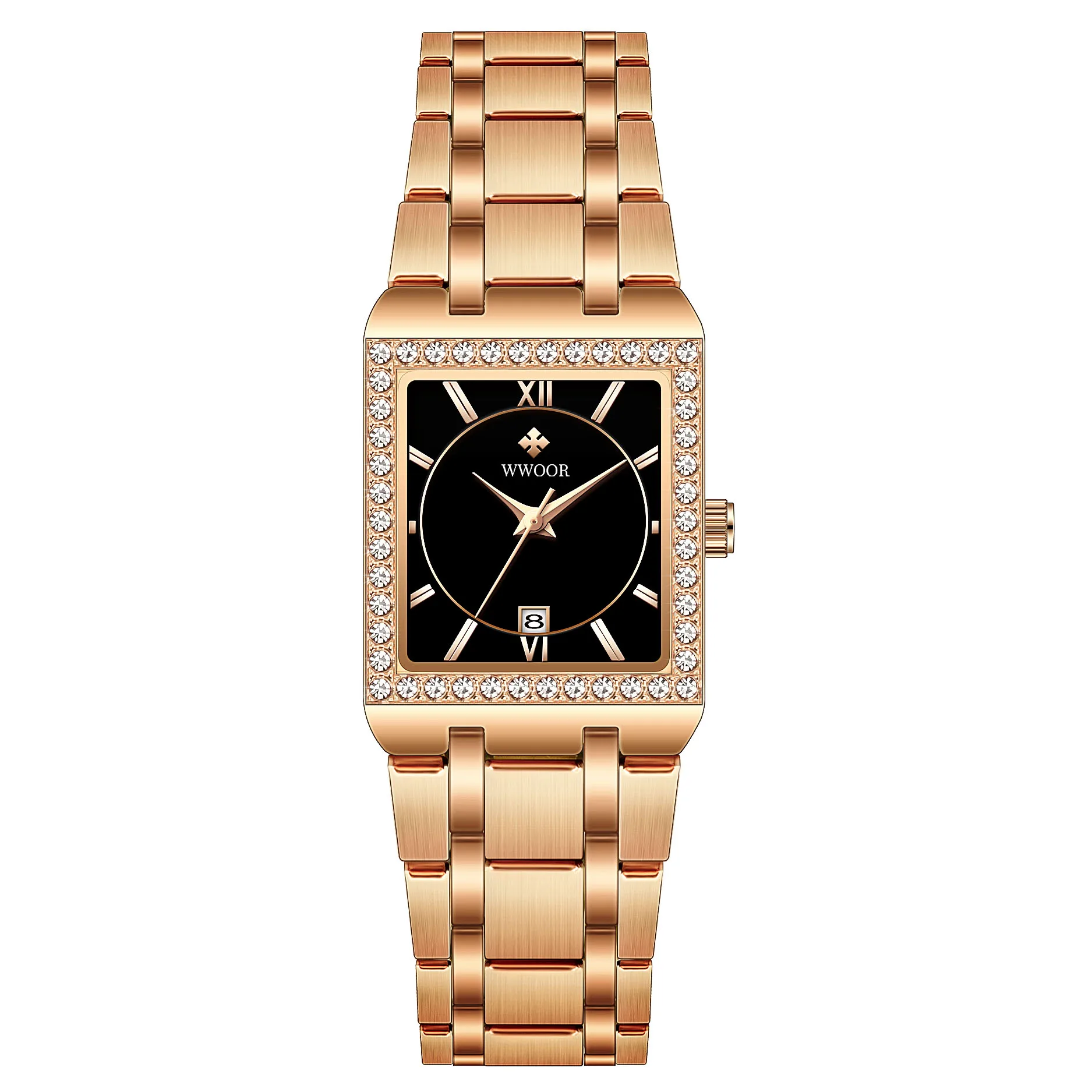 

WWOOR 8858 Women Watch Square Quartz Stainless Steel Brand Watches Women Luxury Elegance Wristwatch