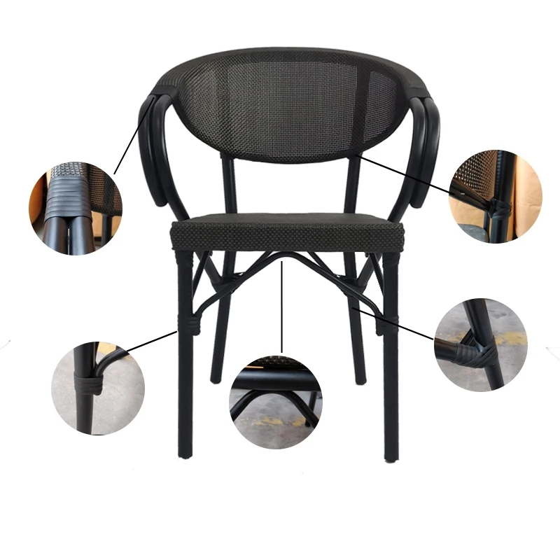High welcome outdoor aluminum fabric patio garden dining cafe restaurant bistro chair.jpg