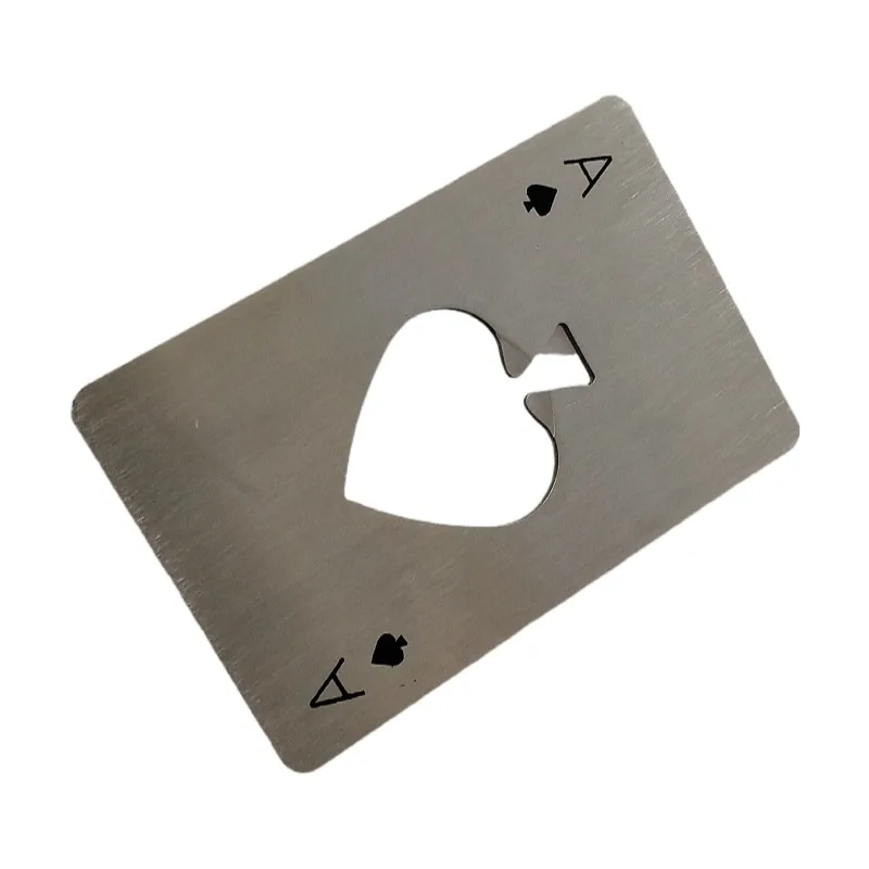 

ready to ship in black and silver colors factory direct stainless steel credit card size poker card beer bottle openers