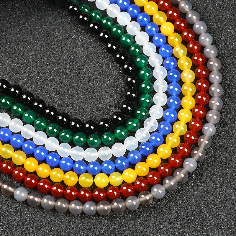 

Wholesale High Quality Natural Agate 4-16mm Natural White Yellow Green Blue Black Red Agate Loose Beads, Pciture