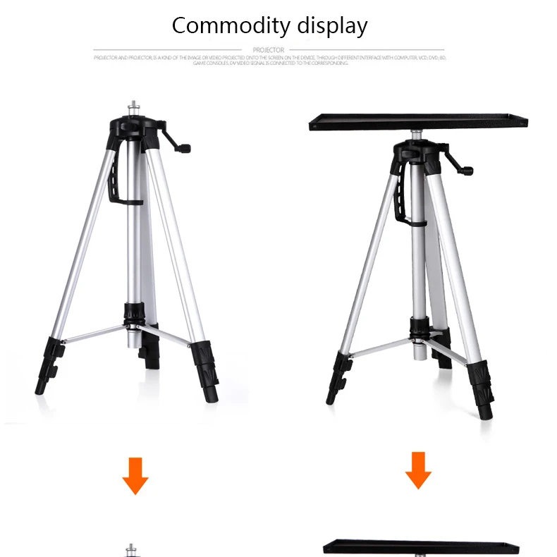 

Height Adjustable 52 to 140 cm Mount Foldable Aluminum Projector Tripod Stand, Silver+black