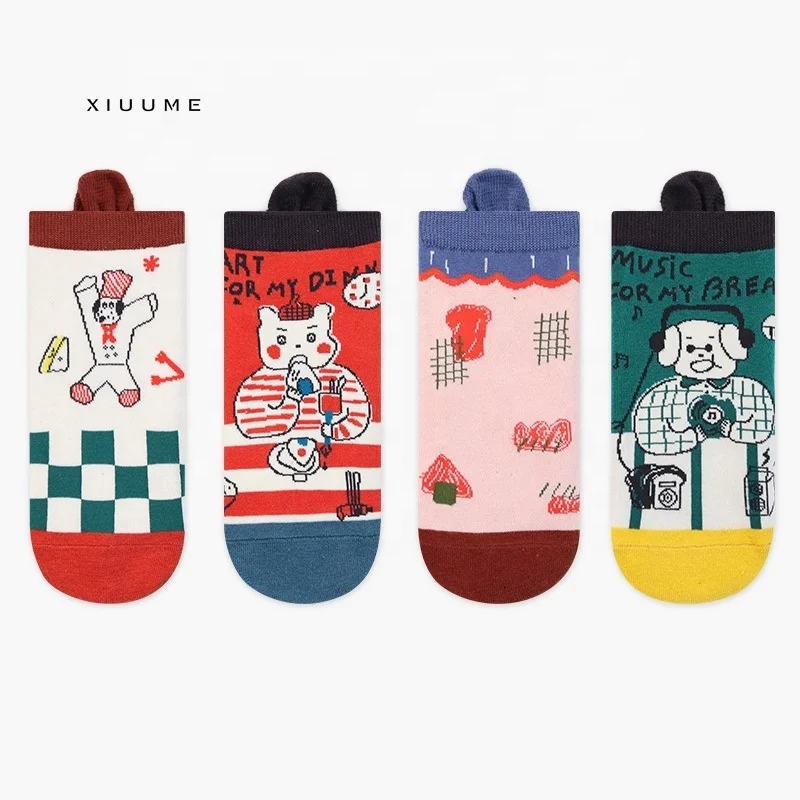 

Wholesale new novelty art cotton colorful teenage funky women cute girls ankle socks