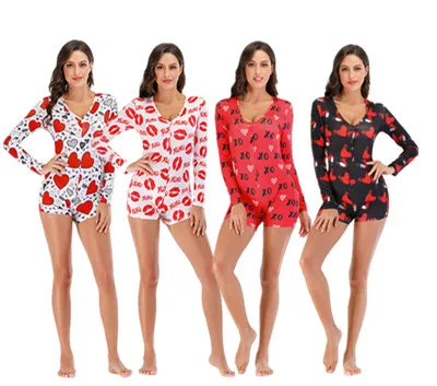 

Valentines onesie adult onesie pajama onesie with butt flap