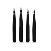 

Professional Stainless Steel Soft Touch Black Painting Round EyebrowTweezer Straight Tweezer Set