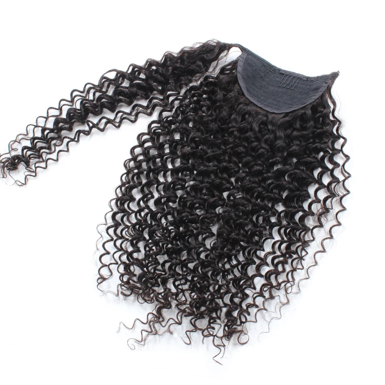 

Ponytail human hair extension for black women,Kinky curly pony tail hairpiece wraps around ponytail vendors