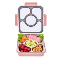 

LULA 4 Compartment BPA FREE School Office Tiffin Recycled Leakproof Food Container 304 Stainless Steel Bento Lunch Box for Kids