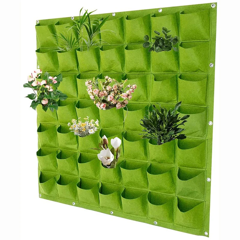 

Indoor outdoor 9 18 36 56 Pots Wall Hanging Planters Felt Vertical Gardens for Flower, Black/green or customized