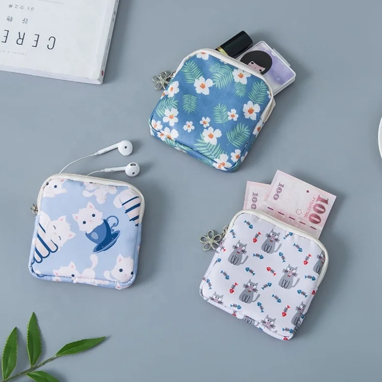 

Tampon Storage Bag Cosmetic Earphone Earbud Organizer Mini Purse Coin Key Holder Women Travel Napkin Zipper Bags, Yellow,blue,white