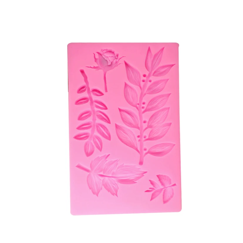 

Factory supply and sell DIY 3D leaf type silicone mold sugar cube cake mold, Pink