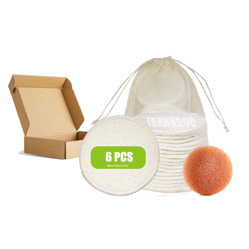 

Ibannboo All skins soft bamboo makeup remover pads with kraft paper box, Natural bamboo color