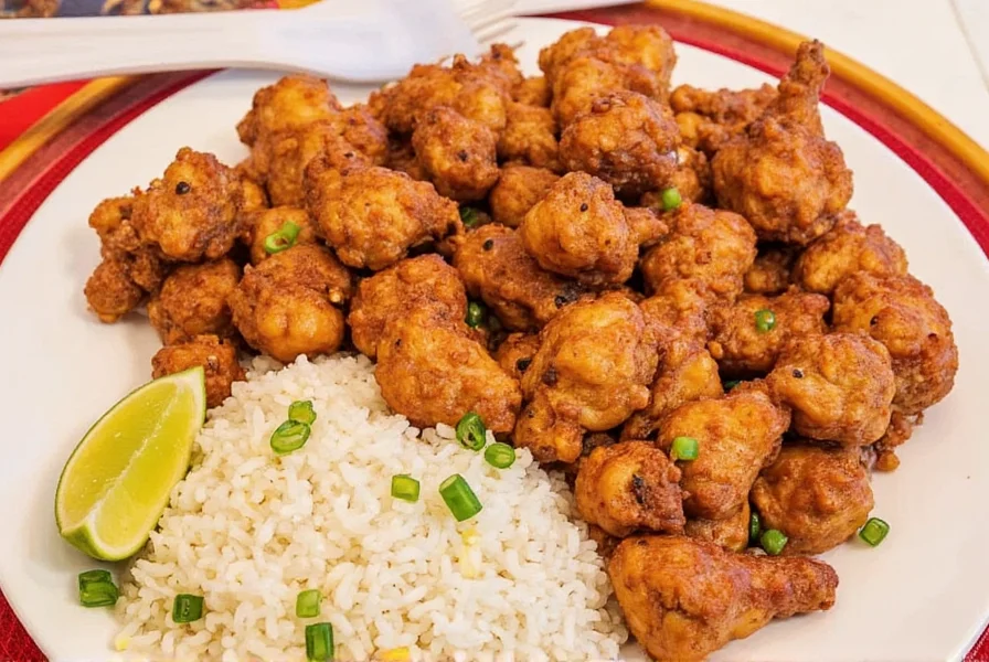 Close-up view of Panda Express Black Pepper Chicken showing the glossy sauce coating chicken pieces and colorful bell peppers