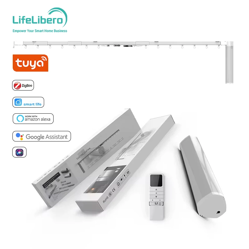 2.2M-8.2M Zigbee Smart Home Mini Curtain Motor Kit with Timer Percentage App & Remote Control for Office Use