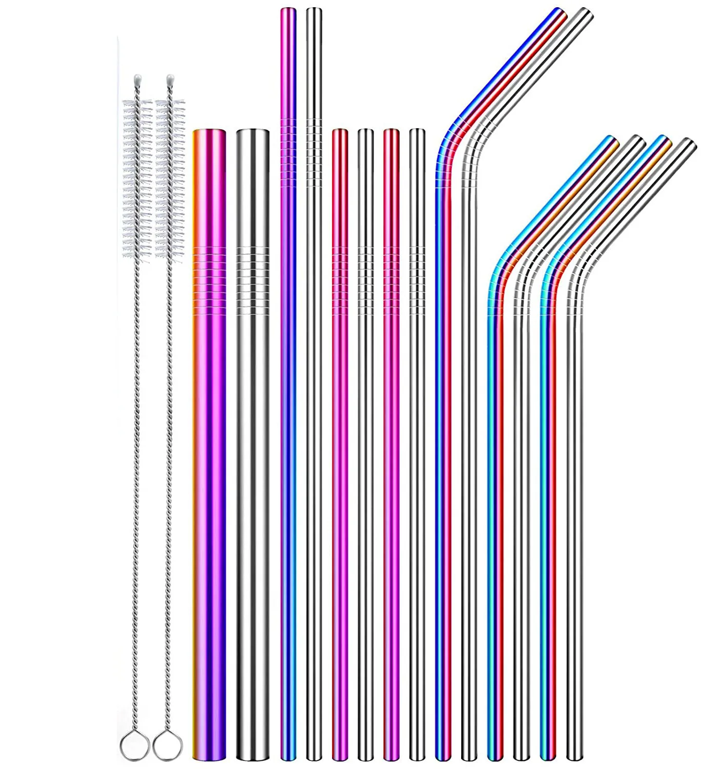 

Reusable Colorful Stainless Steel Metal Drinking Straws Smoothies and Bubble Tea, Picture