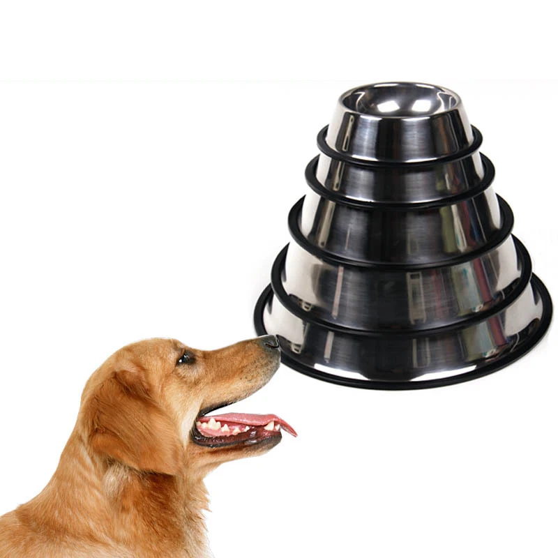 

Wholesale Non-slip Solid Color Fall Resistant Cat Stainless Steel Dog Bowl Pet, Picture
