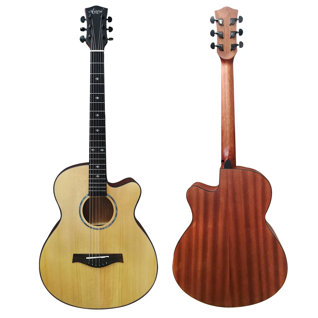 

Wholesale factory price solid spruce top mahogany Body 40 Inch auditorium cutaway acoustic guitar OEM ODM string instruments