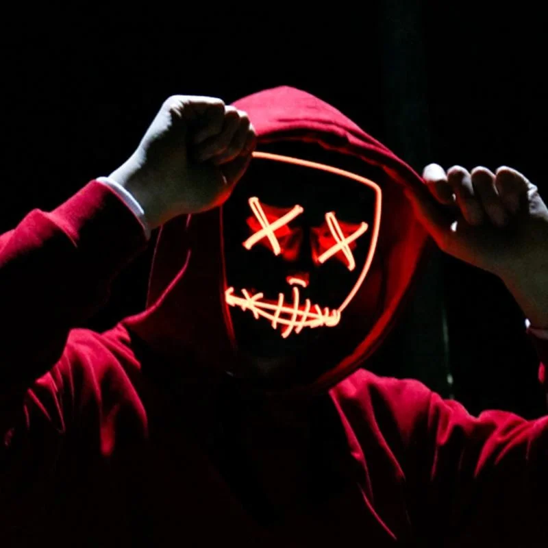 

Halloween Neon LED Mask Party Costume Purge Masks scary horror mask Cosplay Costume Led DJ Party Light Up Mascara Glow