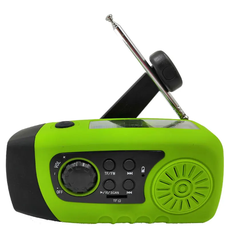 

FM Solar Hand Crank Emergency Radio with TF Card Speaker and 2000mAh Rechargeable Power Bank for Cellphone, Customerzied