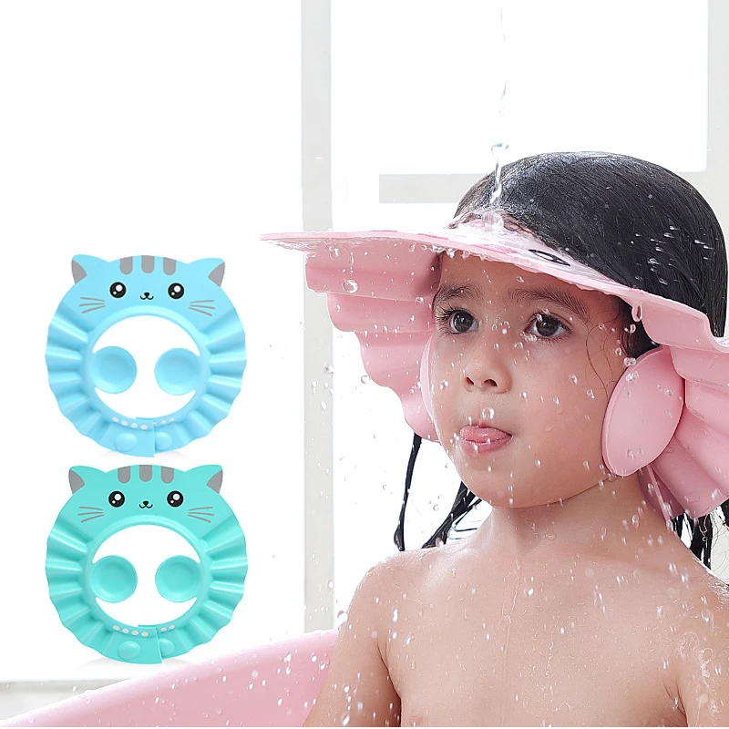 

custom Soft Adjustable wave waterproof EVA Baby shower cap hat, Picture