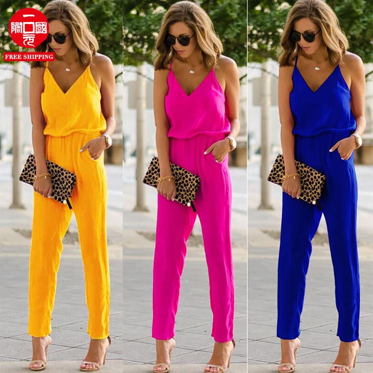 

2021 spring and summer new women's European and American sling jumpsuit