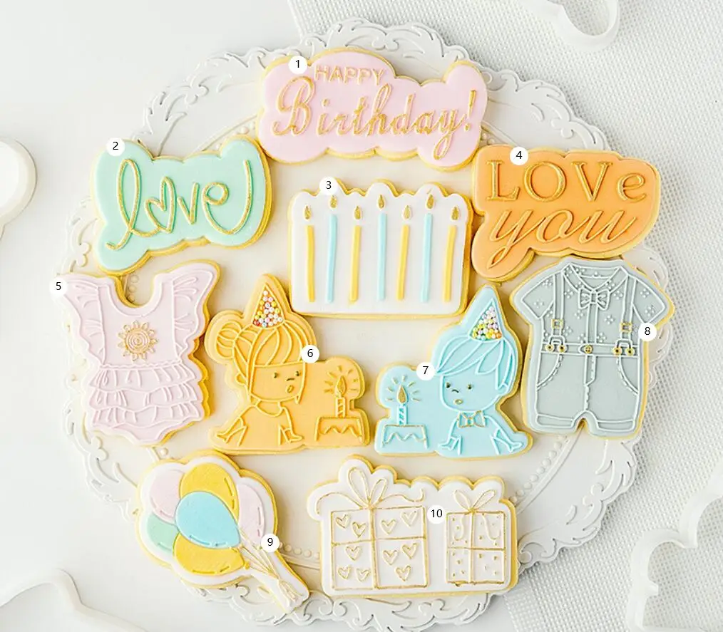 

EMBOSSER AND CUTTER wedding boy girl baby happy birthday Cake acrylic board Cutter reverse stamp Fondant plastic Mould tools Baking