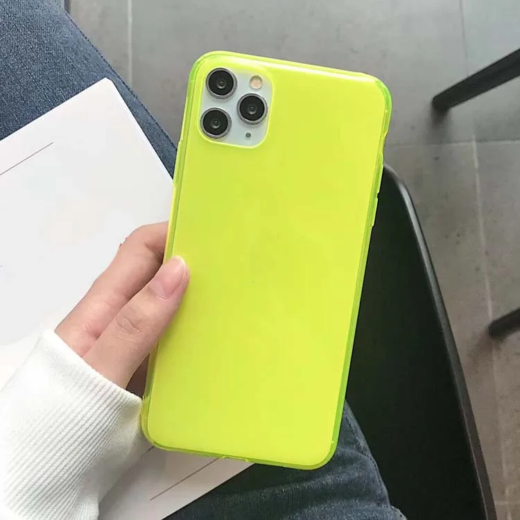 

Fashion style fluorescent color crystal clear 1.5mm soft TPU transparent phone cover case for LG K10 2018 / X415 / X4+