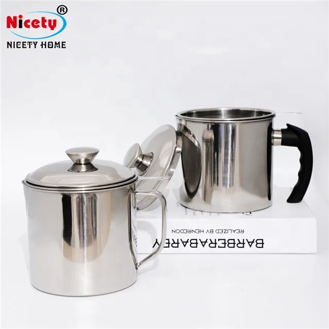 

18/8 Stainless Steel Cooking Oil and Bacon Grease Catcher Can Container Pot With Mesh Strainer for Kitchen Fat Storage