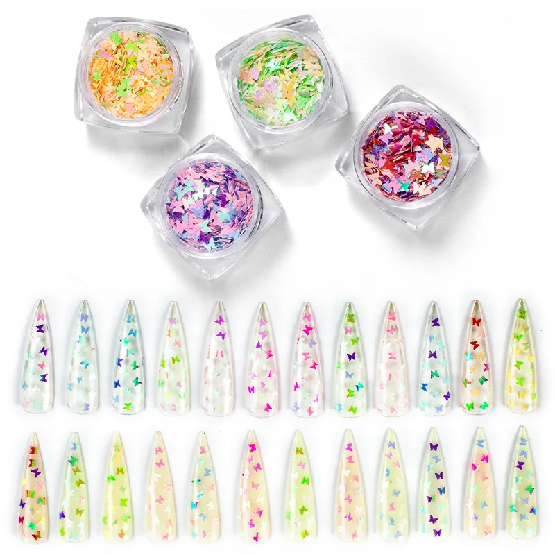 

Reliable Cheap Mixed Colors 3D Beauty Nail Art Sequins Butterfly Decals Nail DIY Colorful Flash Decoration Stickers