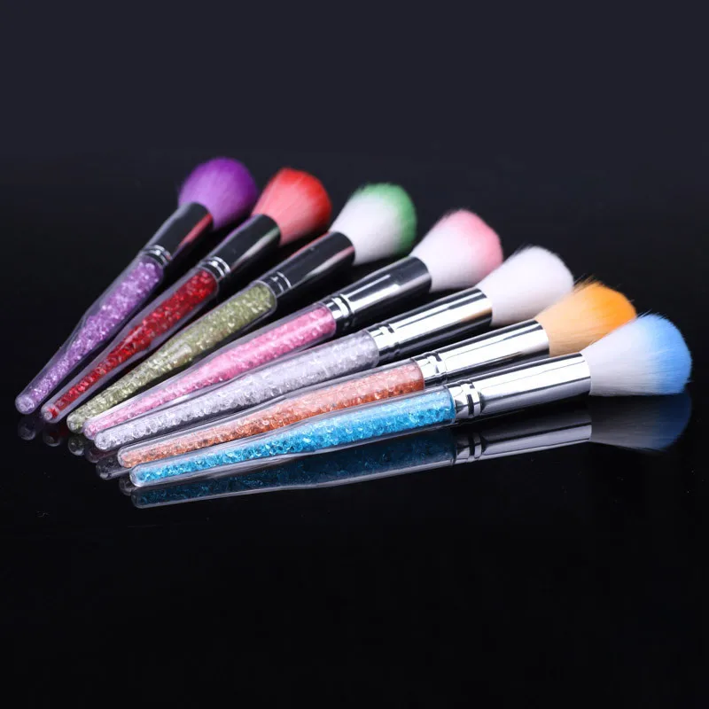 

Nylon Hair With Rhinestone Soft Remove Dust Cleaning Brushes Makeup Nails Pen Nail Brush, 7 colors