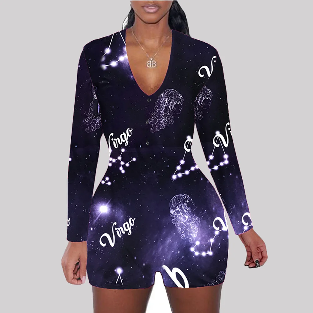 

Top Selling Custom Twelve Constellation Sleepwear Rompers Pajamas women Adult Zodiac, Customized color