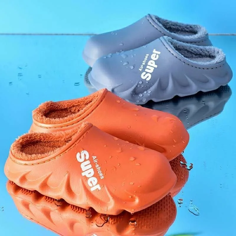 

New Trend Super Anti-Slip Winter Home Waterproof EVA Fuzzy Slippers Soft Warm Furry Unisex Slides Slippers, As the picture show