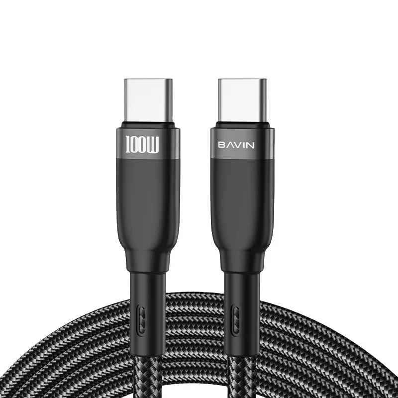 

BAVIN 100W 20V Max Type C To Type C 5A Fast Charging Cable CB229, Black white