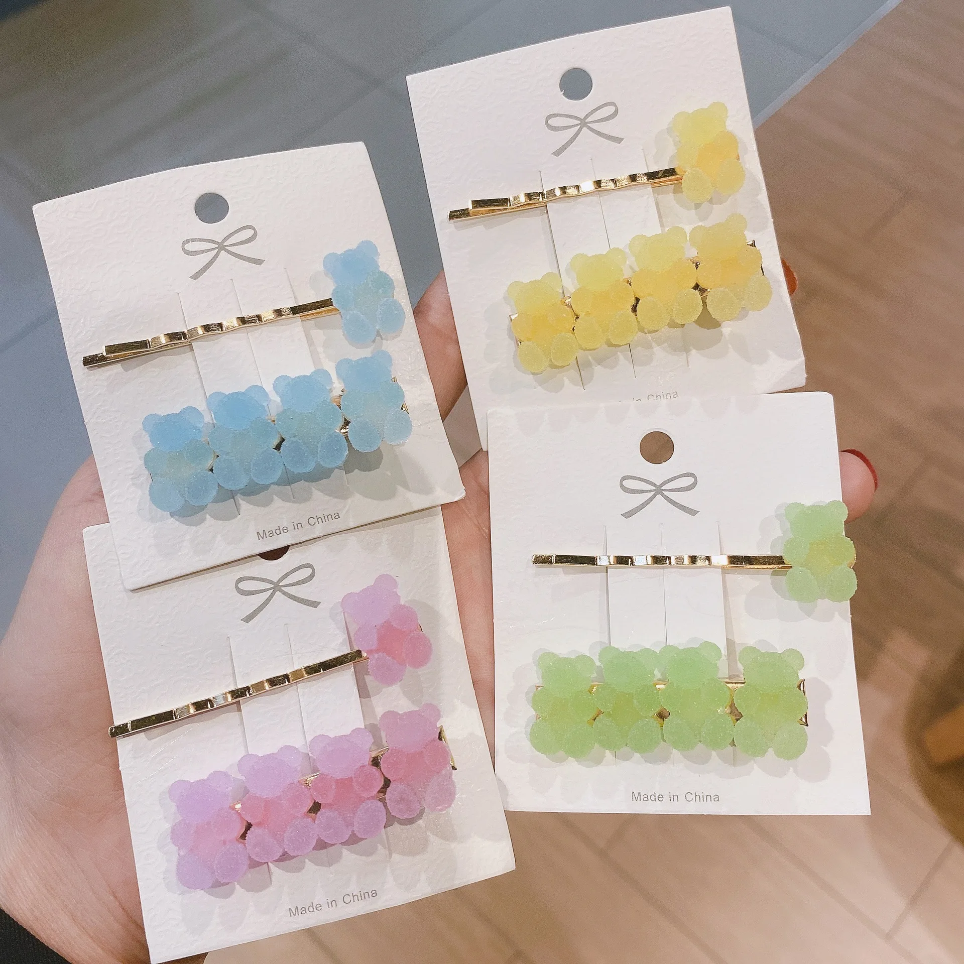 

OUYE Wholesale fashion gummy bear kids hair clips set accessory korean hairpin for women hair pins acrylic hair clips girls sets, Colorful